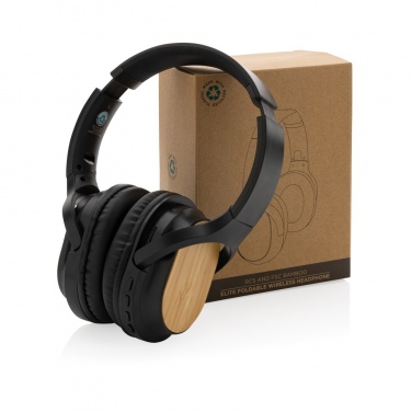 Logotrade promotional merchandise image of: RCS and bamboo Elite Foldable wireless headphone