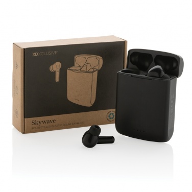 Logotrade promotional gift image of: Skywave RCS recycled plastic solar earbuds