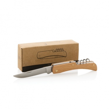 Logo trade promotional gifts image of: Wooden knife with bottle opener
