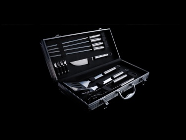 Logo trade promotional gifts image of: 12 pcs barbecue set in aluminium box