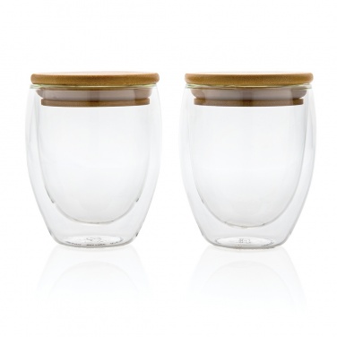 Logotrade promotional items photo of: Double wall borosilicate glass with bamboo lid 250ml 2pc set