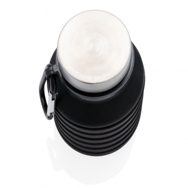 Logo trade promotional merchandise picture of: Leakproof collapsible silicone bottle with lid