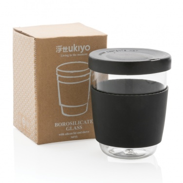 Logo trade promotional merchandise picture of: Ukiyo borosilicate glass with silicone lid and sleeve