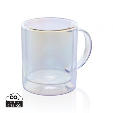 Logo trade promotional merchandise photo of: Deluxe double wall electroplated glass mug