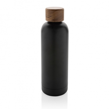 Logo trade promotional gifts picture of: Wood RCS certified recycled stainless steel vacuum bottle