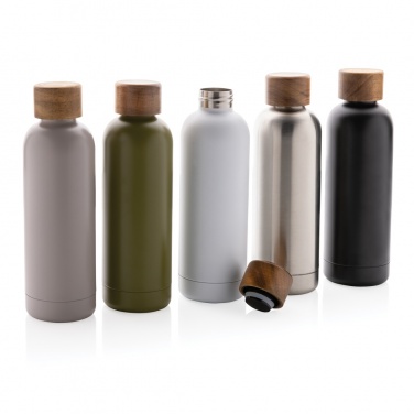Logotrade promotional product image of: Wood RCS certified recycled stainless steel vacuum bottle