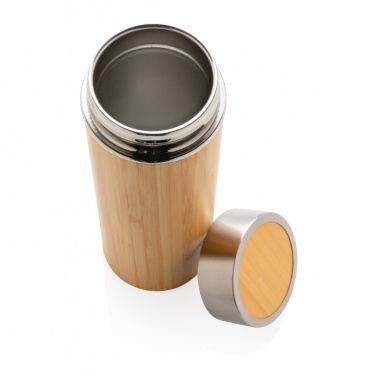 Logo trade promotional gifts picture of: Leak proof bamboo vacuum bottle