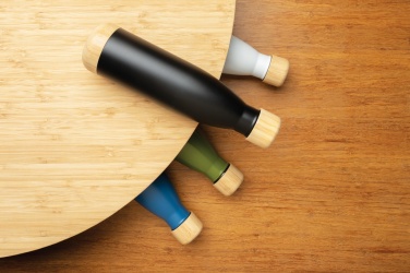 Logo trade promotional item photo of: Vacuum stainless steel bottle with bamboo lid and bottom