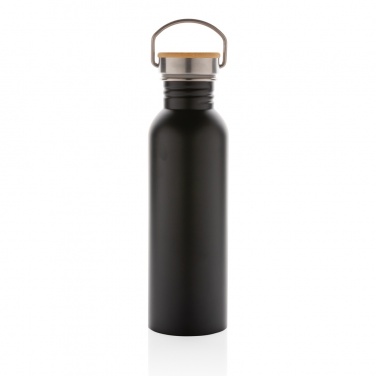 Logo trade promotional giveaways image of: Modern stainless steel bottle with bamboo lid