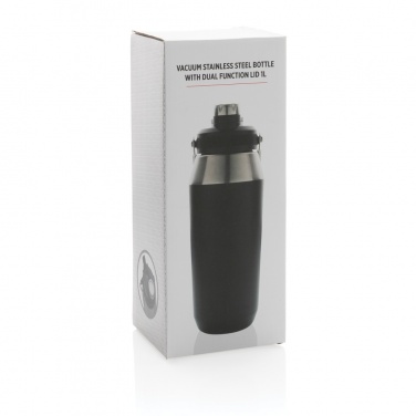 Logotrade business gift image of: Vacuum stainless steel dual function lid bottle 1L