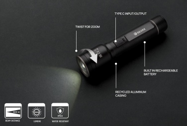 Logotrade promotional giveaway picture of: RCS recycled aluminum USB-rechargeable heavy duty torch