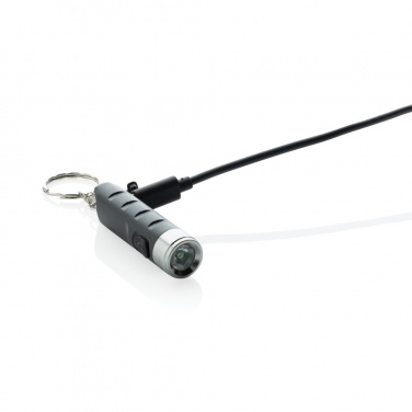 Logo trade promotional giveaways image of: Globix RCS recycled plastic USB re-chargeable keychain torch
