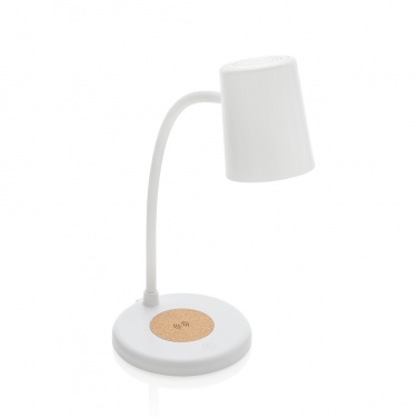 Logo trade promotional gifts picture of: Zenara RCS recycled plastic and cork 15W wireless desk lamp