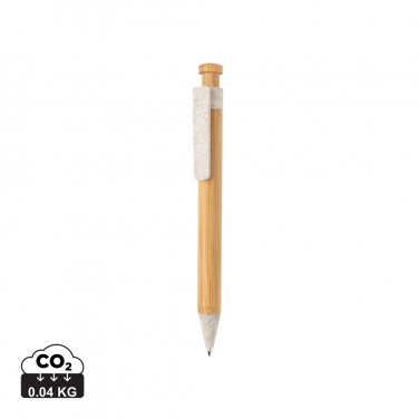 Logo trade promotional item photo of: Bamboo pen with wheatstraw clip