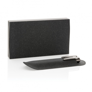 Logo trade promotional giveaways image of: Recycled leather pen set