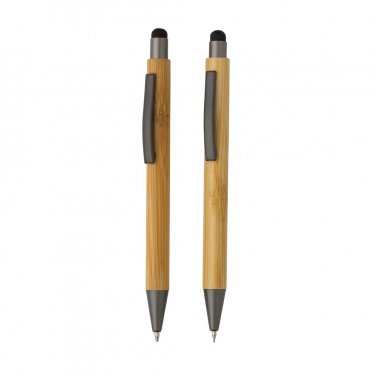 Logo trade promotional gifts picture of: Bamboo modern pen set in box