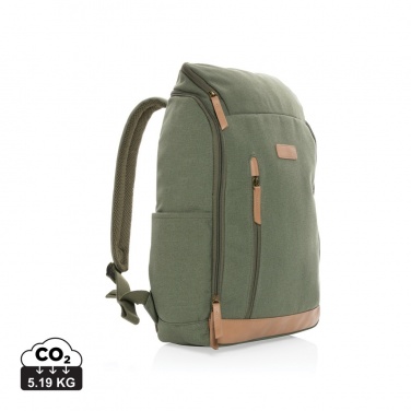 Logotrade promotional item image of: Impact AWARE™ 16 oz. recycled canvas 15" laptop backpack