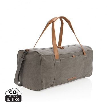 Logo trade promotional giveaways image of: Canvas travel/weekend bag PVC free