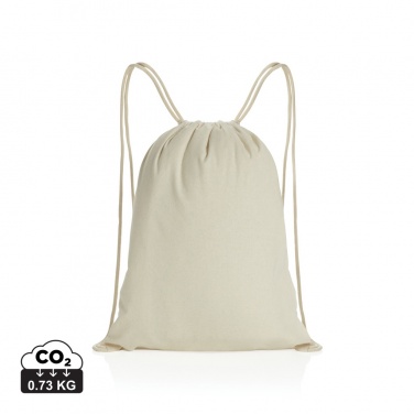 Logo trade business gifts image of: Impact AWARE™ recycled cotton drawstring backpack 145g