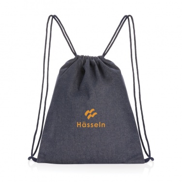 Logo trade business gifts image of: Impact AWARE™ recycled denim drawstring backpack