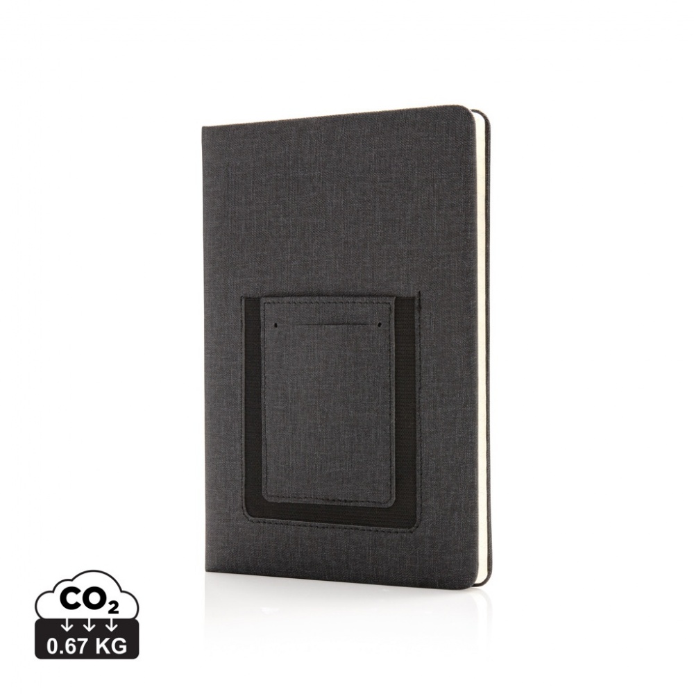 Logotrade advertising product picture of: Deluxe A5 Notebook with phone pocket