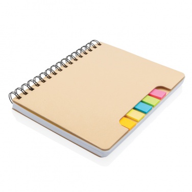 Logo trade promotional products image of: A5 Kraft spiral notebook with sticky notes