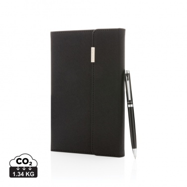Logo trade corporate gifts image of: Swiss Peak deluxe A5 notebook and pen set