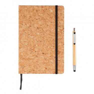 Logotrade promotional product image of: A5 notebook with bamboo pen including stylus