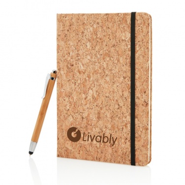 Logotrade promotional merchandise image of: A5 notebook with bamboo pen including stylus