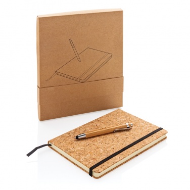 Logo trade promotional items image of: A5 notebook with bamboo pen including stylus