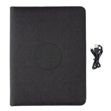 Logo trade promotional items image of: Air 5W wireless charging portfolio A4 w/ 5000 mAh powerbank