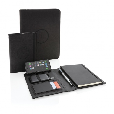 Logo trade advertising products image of: Air 5W wireless charging portfolio A4 w/ 5000 mAh powerbank