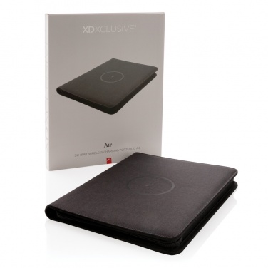 Logo trade advertising product photo of: Air 5W wireless charging portfolio A4 w/ 5000 mAh powerbank