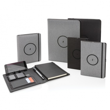 Logo trade promotional merchandise image of: Air 5W wireless charging refillable journal cover A5