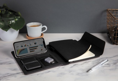 Logo trade promotional giveaways picture of: Fiko wireless charging A5 portfolio with powerbank