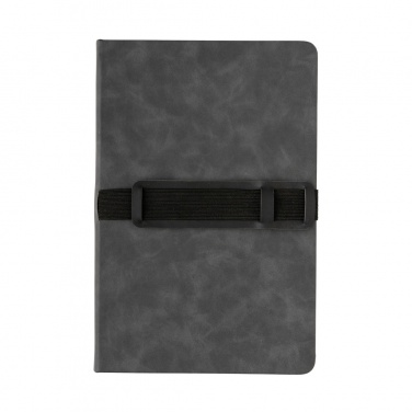 Logo trade promotional products image of: Deluxe hardcover PU notebook A5 with phone and pen holder