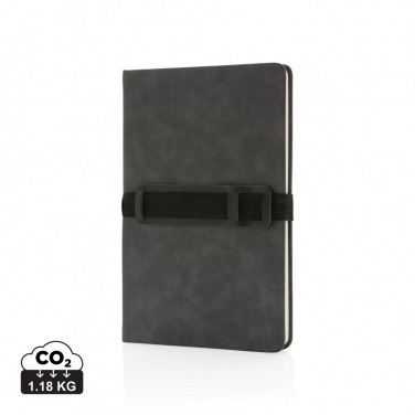 Logo trade promotional gift photo of: Deluxe hardcover PU notebook A5 with phone and pen holder