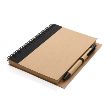 Logo trade promotional product photo of: Kraft spiral notebook with pen
