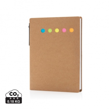Logo trade promotional gifts image of: Kraft sticky notes A6 booklet with pen