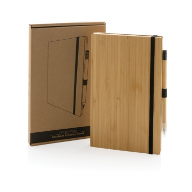 Logotrade promotional item image of: Bamboo notebook and infinity pencil set