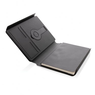Logo trade promotional merchandise image of: Swiss Peak RCS rePU notebook with 2-in-1 wireless charger