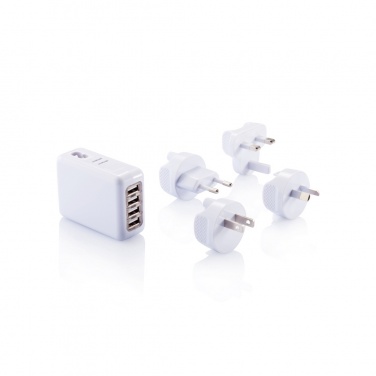 Logo trade promotional merchandise photo of: Travel plug with 4 USB ports