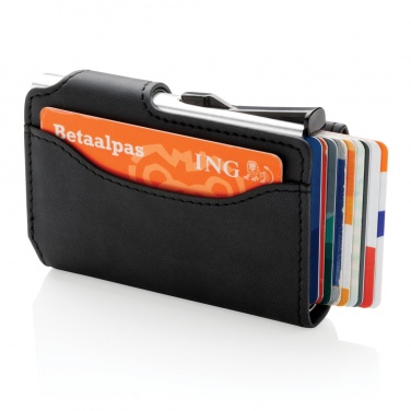 Logo trade promotional giveaway photo of: Standard aluminium RFID cardholder with PU wallet