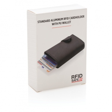 Logo trade promotional items picture of: Standard aluminium RFID cardholder with PU wallet