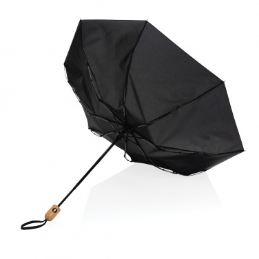 Logo trade corporate gifts picture of: 21" Impact AWARE™ RPET 190T bamboo auto open/close umbrella