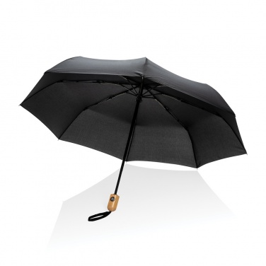 Logo trade promotional giveaways picture of: 21" Impact AWARE™ RPET 190T bamboo auto open/close umbrella