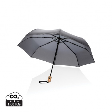 Logo trade promotional merchandise image of: 21" Impact AWARE™ RPET 190T bamboo auto open/close umbrella