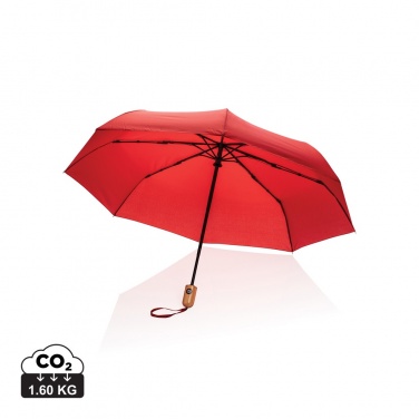Logotrade corporate gift image of: 21" Impact AWARE™ RPET 190T bamboo auto open/close umbrella