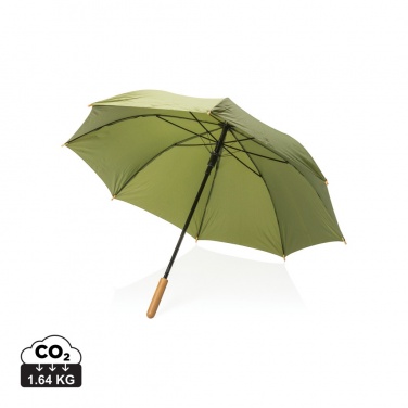 Logo trade promotional gift photo of: 23" Impact AWARE™ RPET 190T auto open bamboo umbrella