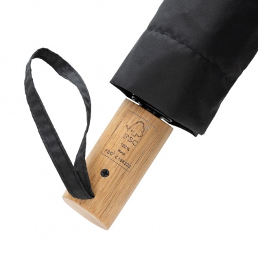 Logotrade promotional product image of: Kaycey 21" AWARE™ RPET Acacia wood mini auto open umbrella